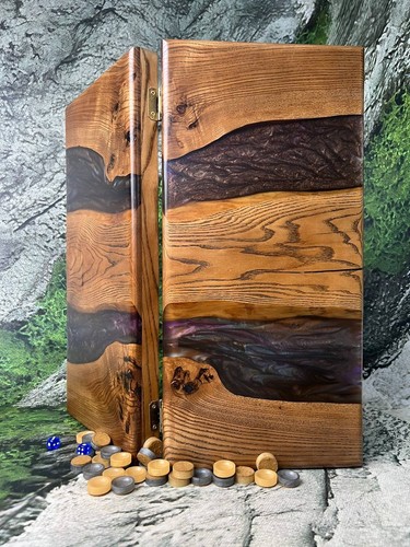 Handmade wooden backgammon set - wooden,